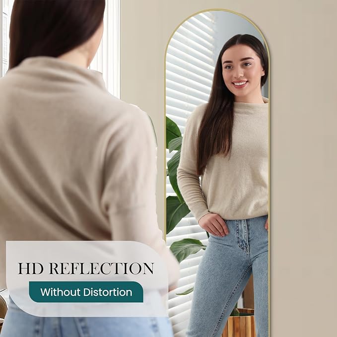 NEWBULIG Full Length Mirror, Full Body Floor Mirror with Aluminum Alloy Thin Frame, Wall or Standing Mirror for Bedroom, Living Room, Dressing Room