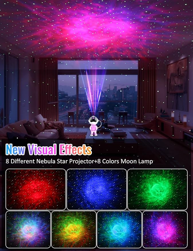 3 in 1 Star Projector with 8 Color Moon Lamp, Astronaut Galaxy Projector, Remote & Timer, 33 Light Effects LED Nebula Night Light for Kids Room Decor, Gift for Teen Boys Girls Birthday
