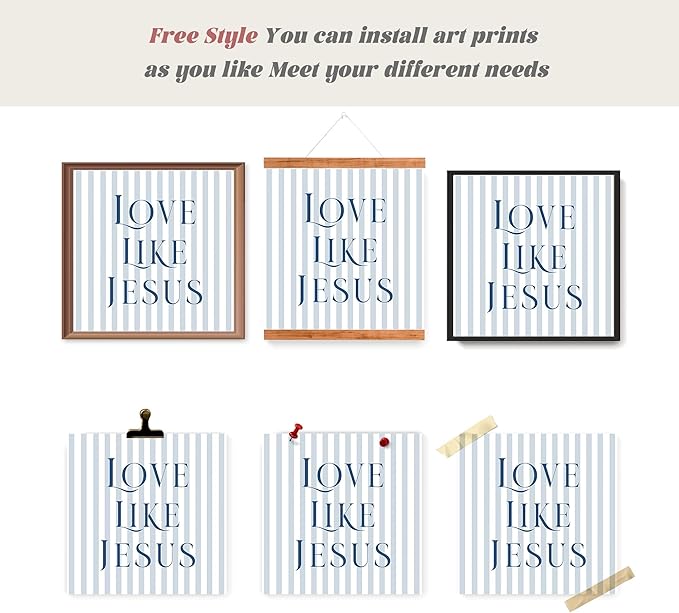 LARTSFRO Coquette Navy Blue Bow Jesus Wall Art Decor Posters, Blue Bow Christian Room Bedroom Bathroom Wall Art Decor Aesthetic for Teen Girls College Gifts, Inspirational Bible Verses Bow Wall Decor, 10x10 Inch Set of 4 Bow Pictures(UNFRAMED)