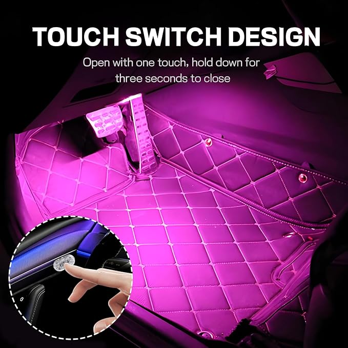 4 PCS Car LED Lights Interior Wireless, Super Bright 7 Colors Auto Interior Ambient Light with 6 Bright LED Lamp Beads, Portable USB Rechargeable Car Led Night Light for Vehicle Decor