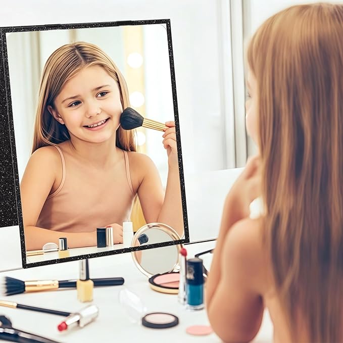 Foldable Full Length Mirror, Hanging Wall Mirror Portable Travel Mirror with Handle for Dance Home Bedroom Wardrobe Stage Makeup Checks Camping Outdoor Use (32.2" L x 12.5" W, Bi-Fold)