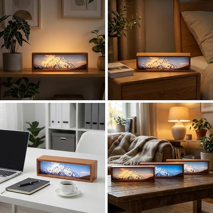 Snowy Mount Denali Led Light Box 3 Layers of Acrylic Light Box - Handmade Table Lamp for Room Decor - National Park Travel Signs Travel Gift