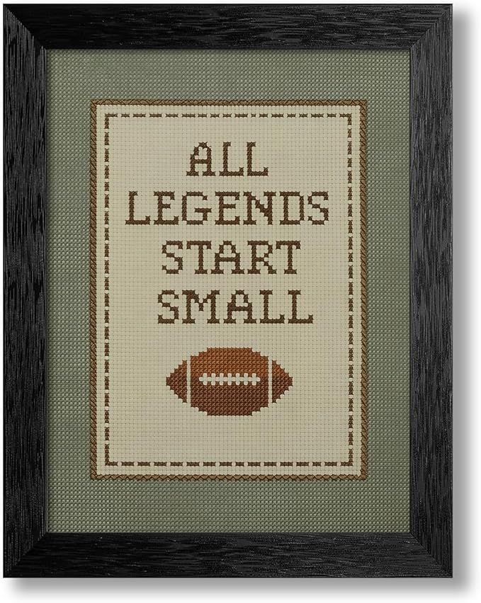 Positive Affirmations Wall Art Boys Sports Football Canvas Poster All Legends Start Small Motivational Quote Prints for Nursery Room Wall Decor 16X20 inch Black Framed