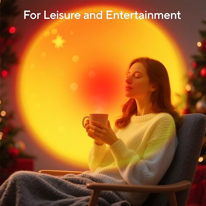 Neroupe Sunset Lamp Projector for Girls, Sunset Red Color Led Lamp Mood Lighting Night Light, 180° Adjustable Sunset Lamps for Living Room Decor/Home Decor/Bedroom Decor/Christmas Gifts/Party