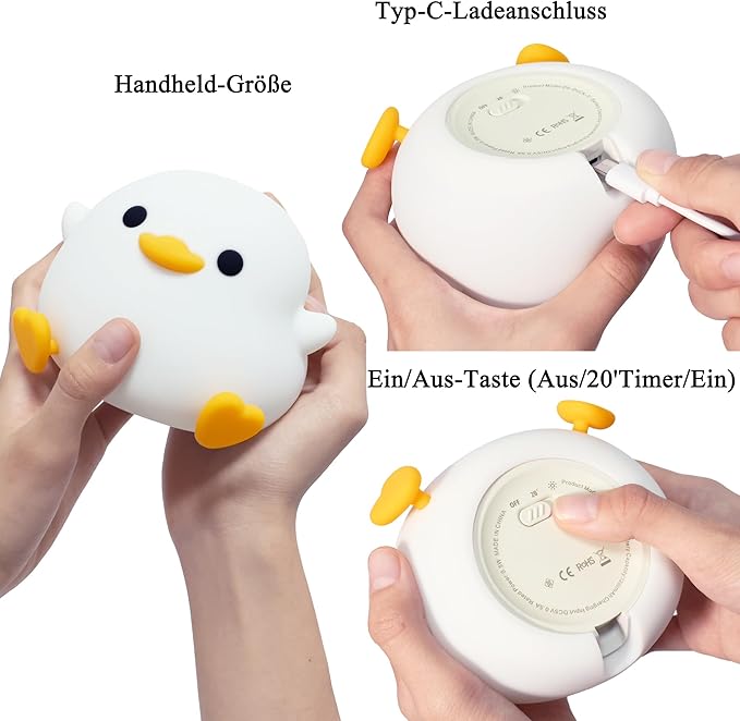 OkiyiD Duck Night Light, Cute Duck Gift for People, Dormitory Decorative Light, ABS+SIL, Touch Control, Portable Rechargeable Dimmable, Best Choice for Gift Giving (DoDo Duck)