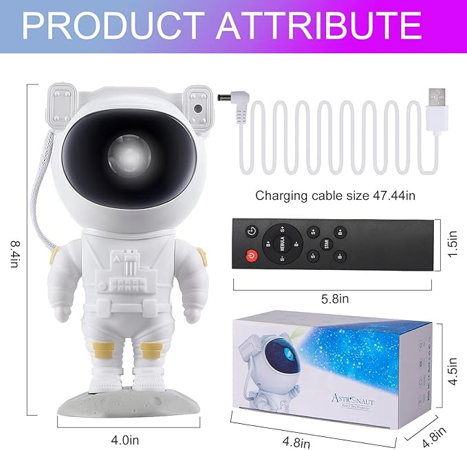 Astronaut Galaxy Projector for Bedroom, 360°Adjustable Star Projector with Timer Remote Control, Night Light Lamp, Sky Light Projecter for Gifts Gaming Party Home Décor