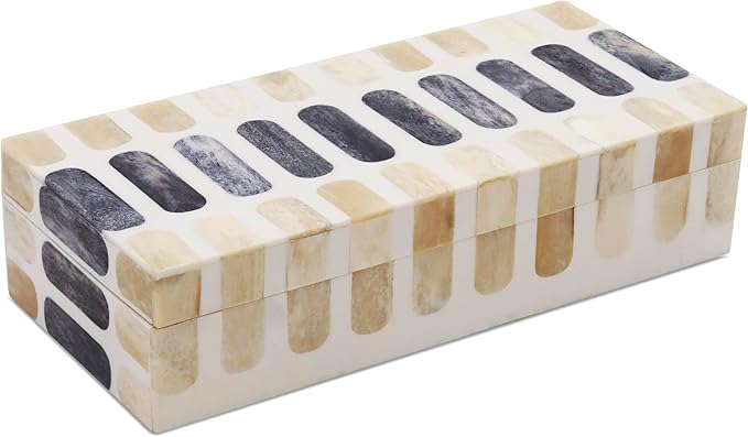 Handicrafts Home Decorative Storage Box 10x4.5 – Remote Control Holder, Jewelry Organizer, Modern Decorative Box with Lid, Boho Chic Home Décor Accent, Vintage Memory Box for Living Room Shelf Décor