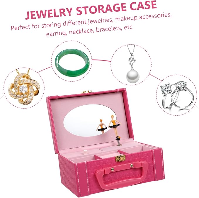 balacoo Elegant Jewelry Box Organizer Pink Storage Case for Jewelry Makeup and Accessories Buckle Lock for Women and Girls