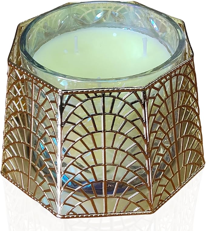 3 Wick Candle Holder, Shell Design Candle Jar Holder for 4-Inch Diameter Jars (5.25" D x 3.5" H) (Rose Gold)