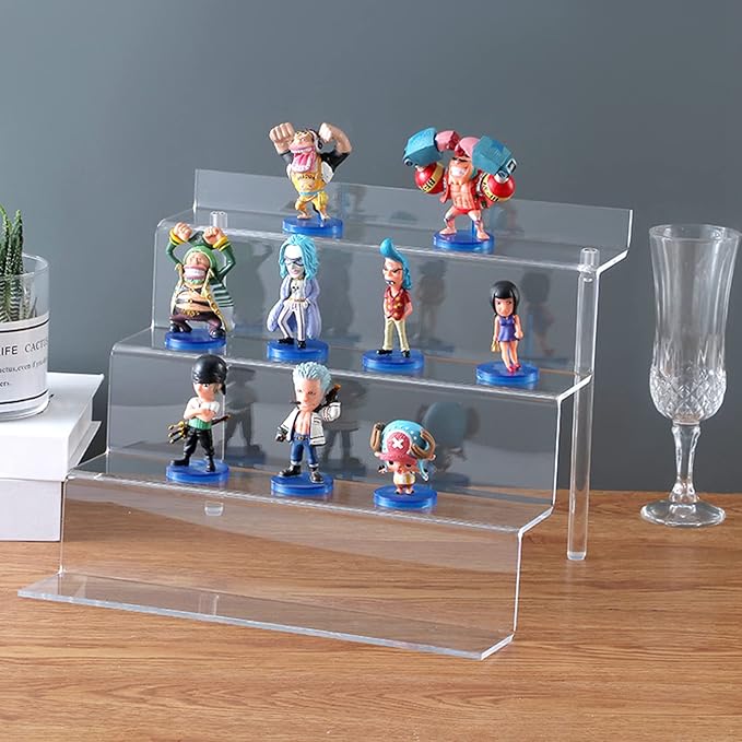 BYCY Display Stand 4 Tier Black Display Riser 2 Pack Displays Perfume Organizers Tiered for Decoration and Cupcakes Dessert Stand Makeup Stand Cabinet Countertops (12*6-clear)