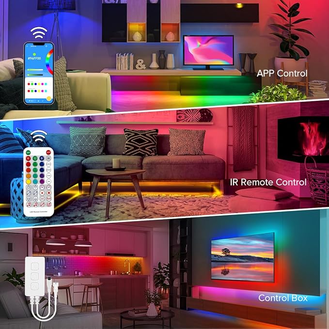 BTF-LIGHTING 3.2FT WS2811 WS2812B IC RGB DC5V 360 Degree Round Reticulate Chasing Color Neon LED Strip Kit Bluetooth Controller Flexible Silicone IP67 Waterproof Rope Light for Home Decor(No Adapter)
