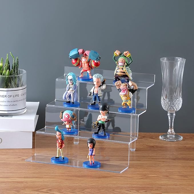 BYCY Display Stand 4 Tier Black Display Riser 2 Pack Displays Perfume Organizers Tiered for Decoration and Cupcakes Dessert Stand Makeup Stand Cabinet Countertops (9*6-clear)