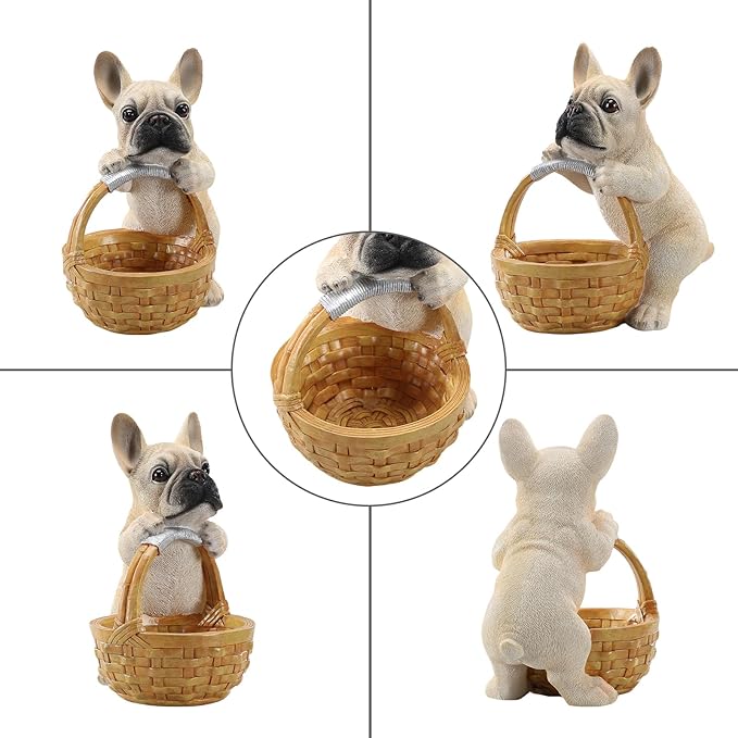 Dog Resin Storage Basket, Desktop Organizer for Remote & Keys, Cute Home Decor Tray, Ideal present for Pet Lovers.(French Bulldog)