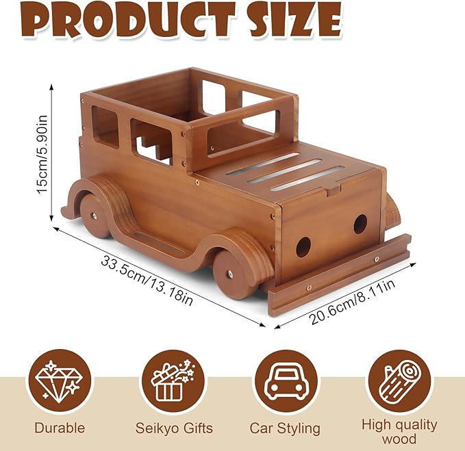 Taladad Storage & Play Car Shelf for Toniebox 2/1 Tonie Figures Characters Storage,Magnetic for Creative Tonie Box, Wooden Magnetic Shelf for Kids