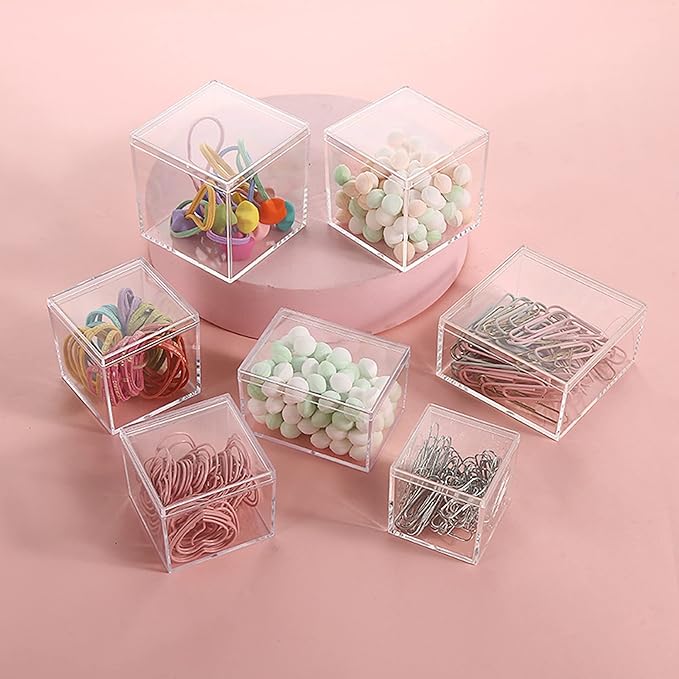 KissYou Acrylic Box Clear Display Boxes with Lid Acrylic Square Cube Graduation Party Storage Containers Acrylic Decorative Boxes
