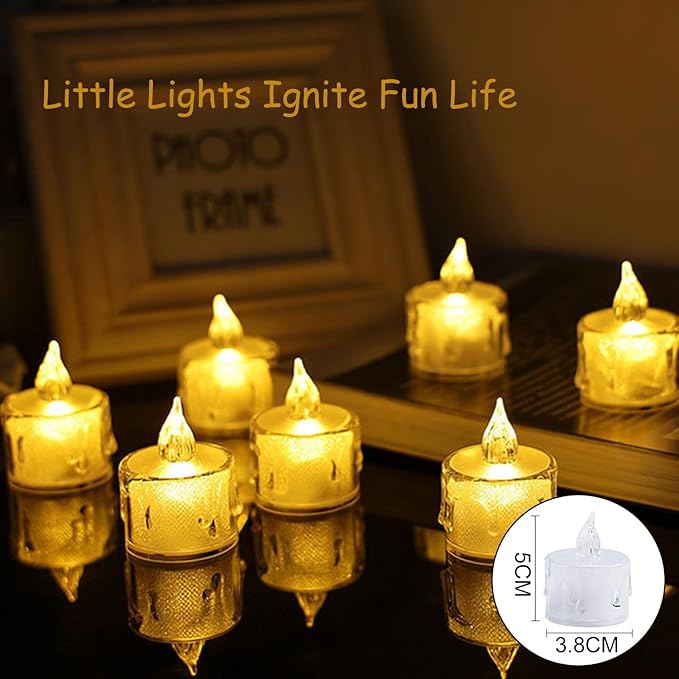 SupBri 96 Pack Flameless Tea Lights, Crystal Led Tealight Candles, Electric Fake Votive Candles for Valentines Christmas