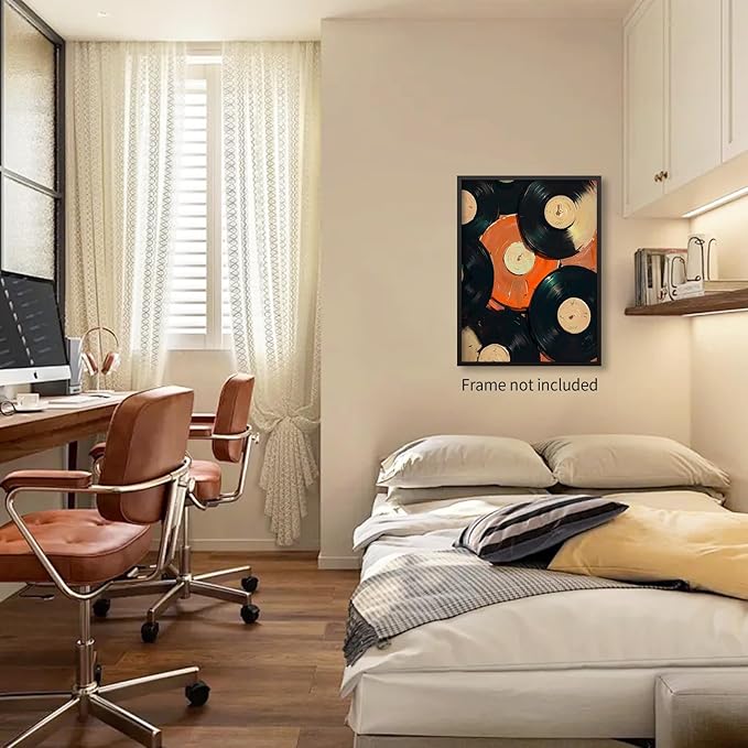 rumlud 90s Music Vinyl Records Canvas Poster Trendy Modern Music Wall Art Vintage Minimalist Aesthetic Prints for Living Room Bedroom Dorm Wall Decor 12X16 inch Unframed