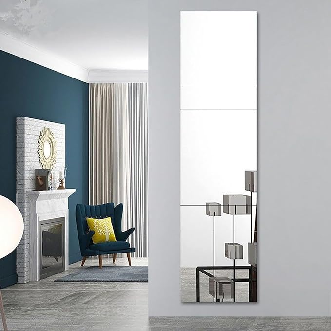 3PCS Mirrors Tiles 18" L x 12" W Gym Mirrors Wall Mounted Mirror Bendable Acrylic Frameless Full Length Mirror Tiles for Home Gym Bedroom Door & Bathroom