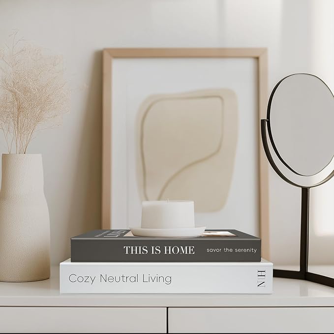 Decorative Books for Neutral Home - Fake Books Storage Box for Decoration - Set of 2 Coffee Table Book - Photo Storage Keepsake Box for Room Bookshelf Decor, Charcoal
