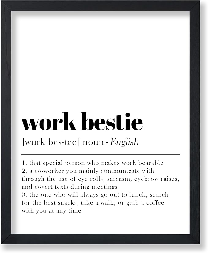 Poster Master Definition of Work Bestie Print - Typography Poster - Dictionary Art - Minimal Gift for Boss & Colleague - Funny Decor for Office, Workplace or Dorm - 16x20 UNFRAMED Wall Art