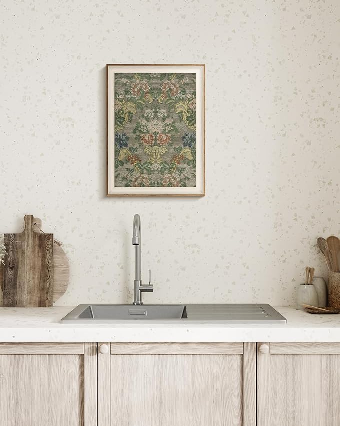 VIYYIEA Framed Wall Art for Living Room, Pattern Canvas Prints, Vintage Home Decor, Flowers Painting Picture, Bathroom Wall Decor Gifts for Friends or Family -【Mirror Flower】-(16L x 12W)