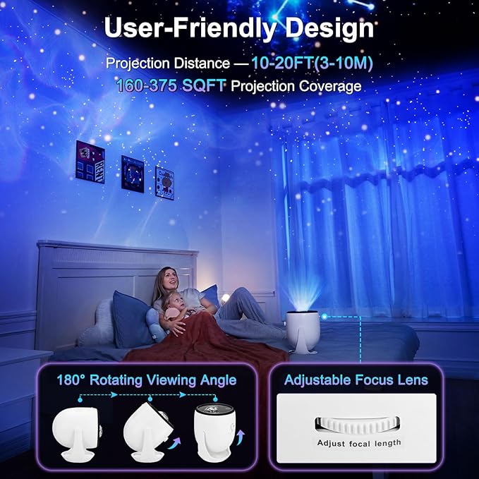 M METERXITY Star Projector, Star Light with Naked Eye 3D Technology 60+ Scene Modes, Bluetooth Speaker Night Light Projector for Home, Bedroom, Ceiling, Party, Gifts, Christmas, New Year