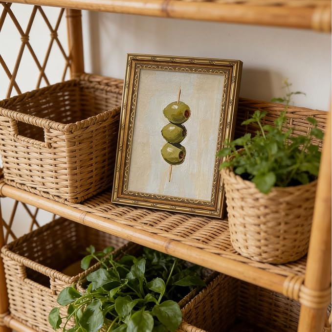Gold Framed Wall Art Vintage Dirty Martini Olives Wall Art Retro Green Olives Cocktail Bar Cart Wall Decor Picture Summer Trendy Minimalist Kitchen Poster Print for Living Room Dining Room 9x11in