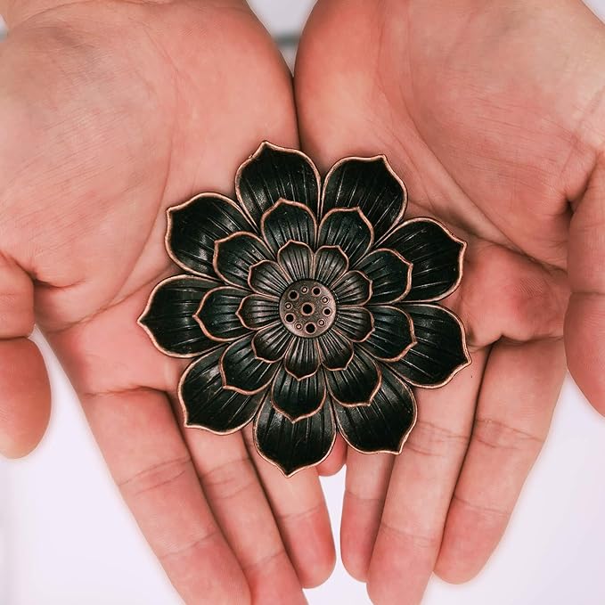 SLKIJDHFB Incense Burner - Lotus Stick Incense Holder 6 Incense Holes with Detachable Ash Catcher 2Pcs
