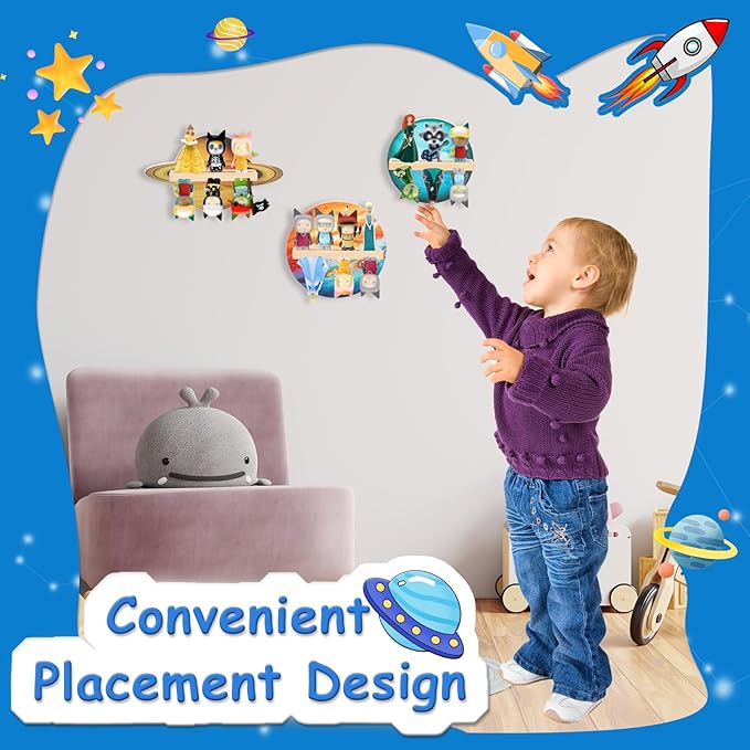 Taladad for Toniebox 2/1 Tonie Shelf Wall Mounted Set of 4,Tonies Figures Tonies Storage,Magnetic Wooden Floating Shelves Compatible with Tonie Box Player Character for Children Room