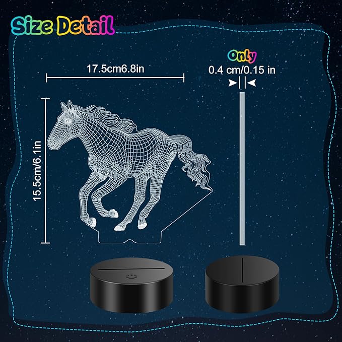 Linkax Horse Gifts for Girls, 3D Illusion Night Light Room Decor 16 Colors Change, Stocking Stuffers for Teen Girls Boys, Christmas Birthday Gifts for 6 7 8 9 10 11 12 Year Old Girl