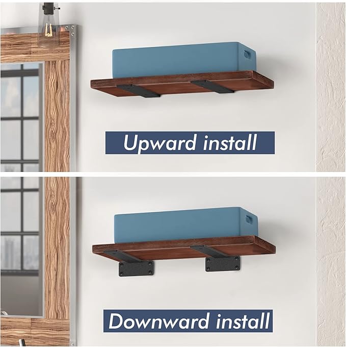Starunder 6 Pack Floating Shelf Brackets,14 inch Heavy Duty Industrial Shelf Bracket, Black Metal L Brackets for Shelves Support DIY(1/5 Inch Thicked)