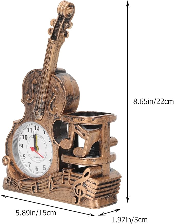 Garneck Violin Pen Pencil Holder Decoraciones Para Salas De Casa Bookcase Shelf Violin Model Figurines Wooden Stationery Iron Pencil Holder Pen Organizer Desk Child Plastic Accessories