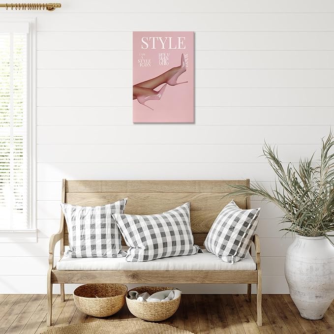 Trendy Pink Heels Poster High Heel News Headline Canvas Wall Art I Am A Style Icon Magazine Cover Aesthetic Prints Painting For Living Room Bedroom Apartment Wall Decor 8x12in Wrapped Canvas
