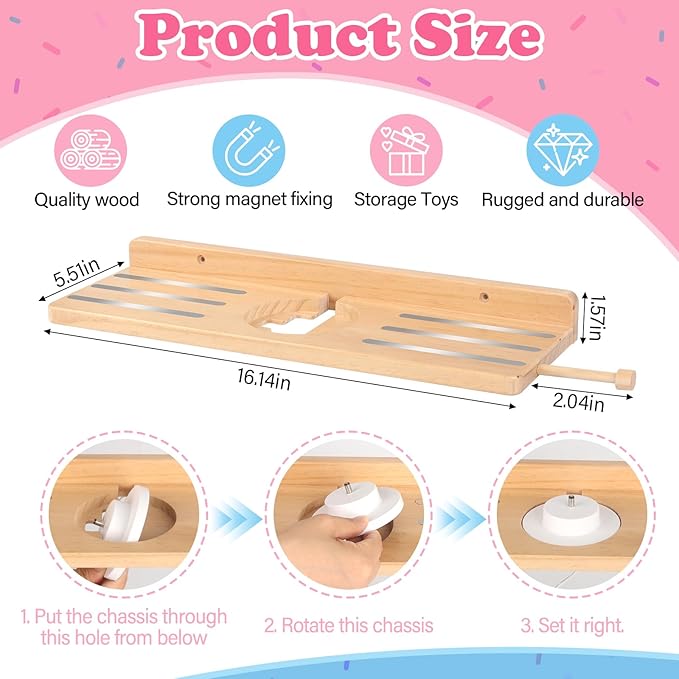 for Tonies Box Storage Shelf Wall Mounted, Magnetic Pine Wood Floating Shelves Organizer for Tonie box1/2 Player, Tonies Figures, Earphones, Display Collection 20~30 Characters