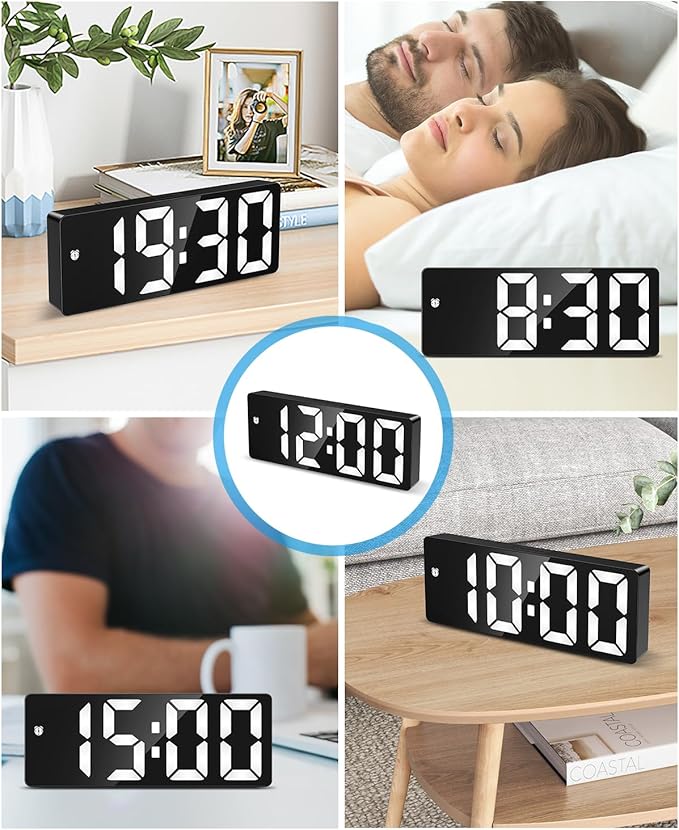 AMIR Digital Alarm Clock, [Upgraded Version] LED Clock for Bedroom, Electronic Desktop Clock with Type-C Port,Adjustable Brightness,DST,Snooze,12/24H Display for Home,Office