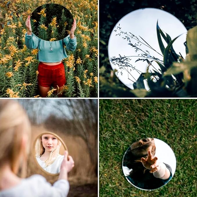 12 Pcs Mirror Centerpieces for Tables, Acrylic Simulated Glass Round Mirror Tray Decoration Small Circular Plate for Candles Wedding Centerpiece Baby Shower Christmas Party Decor Crafts 10 x 10''