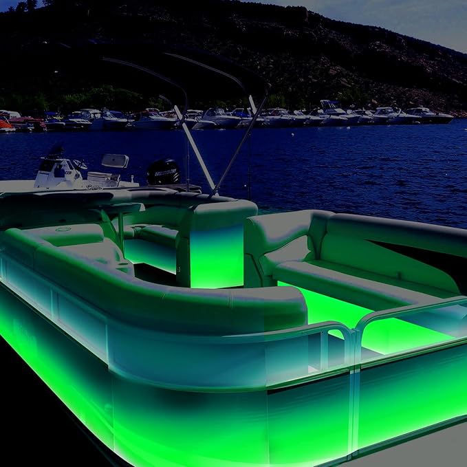 20FT Marine LED Strip Lights for Pontoon, Boat LED Strip Lights 12V Waterproof, Ideal as Under Gunnel Lights, Deck Light, Boat Interior Light for Kayak, Jon Boat and Fishing Boats (Green)