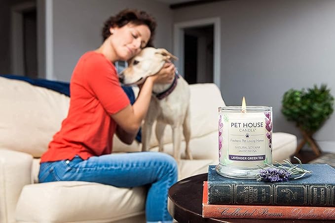Pet House Candles, Clean Burning, Long Lasting Candles for Pet Odor, Plant-Based, 60 Hour Burn Time - Ruby Red Grapefruit, 9 oz