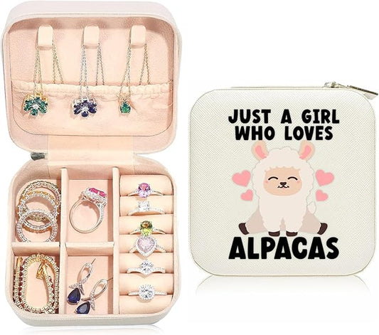 Alpacas Travel Jewelry Case,Llama Jewelry Box Travel Organizer Small PU Leather Rings Earrings Necklaces Storage Valentine's Day Box Alpaca Gifts for Women,Daughter,Girlfriend,Mom,Wife,Bridesmaid