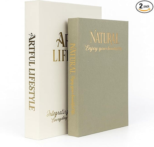 Aesthetic Decorative Books Set of 2 Linen Boxes Decorative Coffee Table Books Bookshelf Decor Fake Book Storage Box for Home Décor Accents Photo Storage Keepsake Box