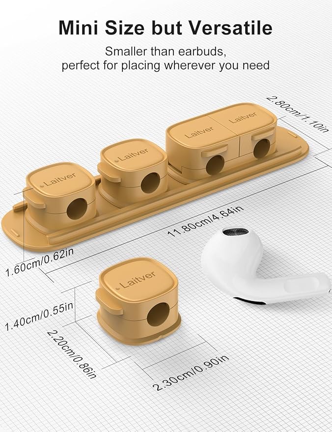 6 Pack Magnetic Cable Clips [1s Open/Lock], Laitver Cord Organizer Holder Strong Adhesive Desk Cable Management- Organize Charging Cords Neatly for Home, Office, Car,Desk, Nightstand-Milk Coffee