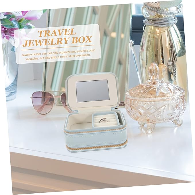 Box Necklace Jewelry Box Ring Jewelry Box Ring Organizer Box Travel Jewelry Organizer Earring Box Organizer Makeup Train Bag Travel Jewelry Case Portable Small Jewelry Organizer Pu ( Color : Sky-blue