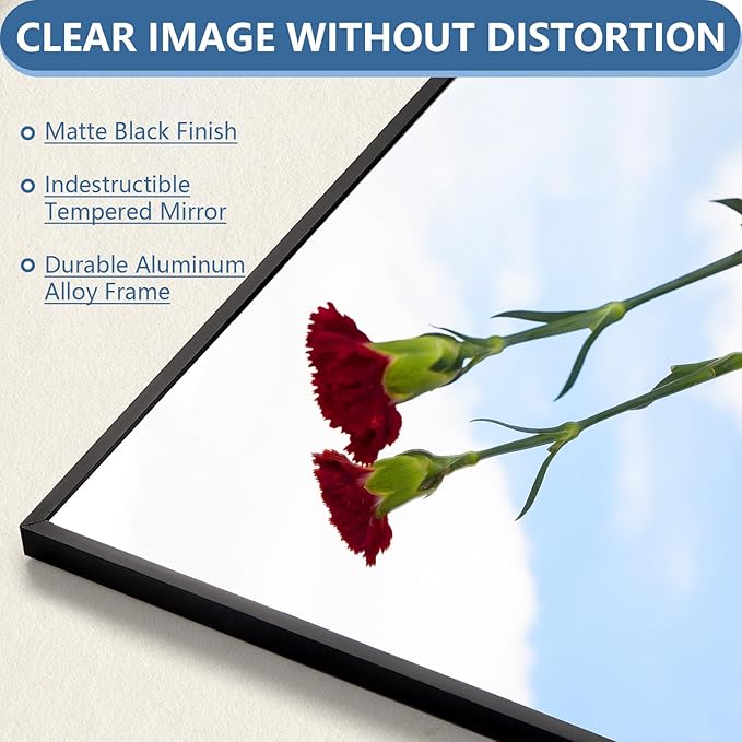 56"X18" Full Length Mirror, Black Floor Mirror with Stand Hanging or Leaning Against Wall Aluminum Alloy Frame Wall Mirror Full Length Tempered Glass for Bedroom Living Room