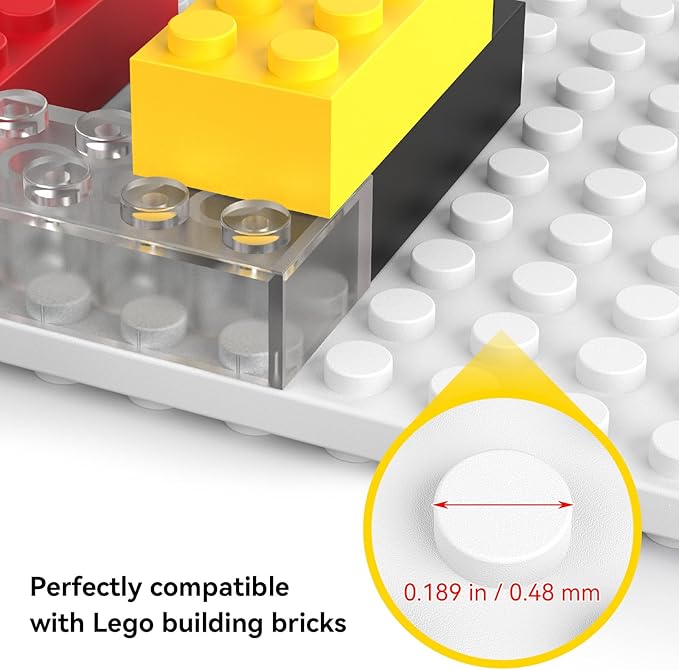 BlissBox 6-Pack Floating Shelves for Wall Compatible with Lego Building Bricks, 5x5.5inch Dual‑Sided 16x17 Studs for Toy Brick Storage and Display, ABS Display Shelves for Room Decor, White