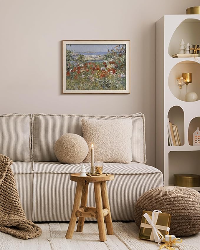 VIYYIEA Framed Wall Art for Living Room, Garden Canvas Prints, Vintage Home Decor, Flowers Painting Picture, Bathroom Wall Decor Gifts for Friends or Family - 20L x 16W