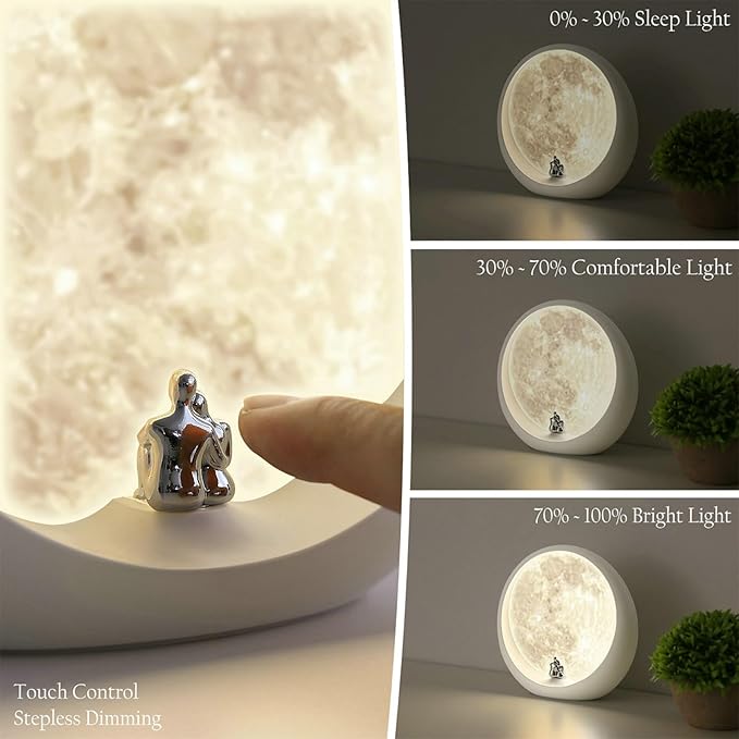 mamre Super Moon Night Light - Dimmable Table Lamp for Home Decor Unique Couple's Gift for Anniversaries, Weddings, Valentine's Day, and Christmas
