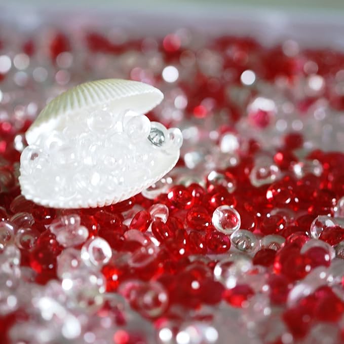 HappyFiller 4400 PCS Ruby Red Tiny Slime Beads 7 mm Acrylic Gems for Vase Filler,Party Confetti,Arts Crafts,Home Accents,Makeup Brush Holder,Candle Tray Fillering,0.28 Inch