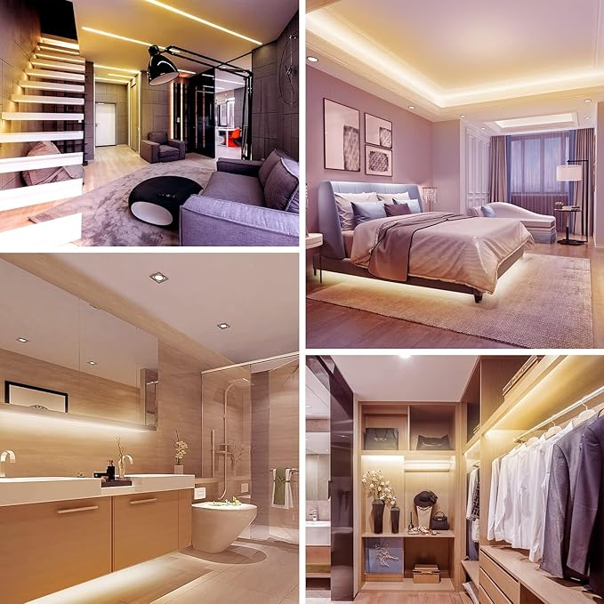 dalattin Warm White LED Strip Lights 50ft, Led Lights Strip Dimmable Bright 24V 3000K, 900 LEDs Lights for Bedroom, Mirror, Kitchen, Strong Adhesive（2 Rolls of 25ft）