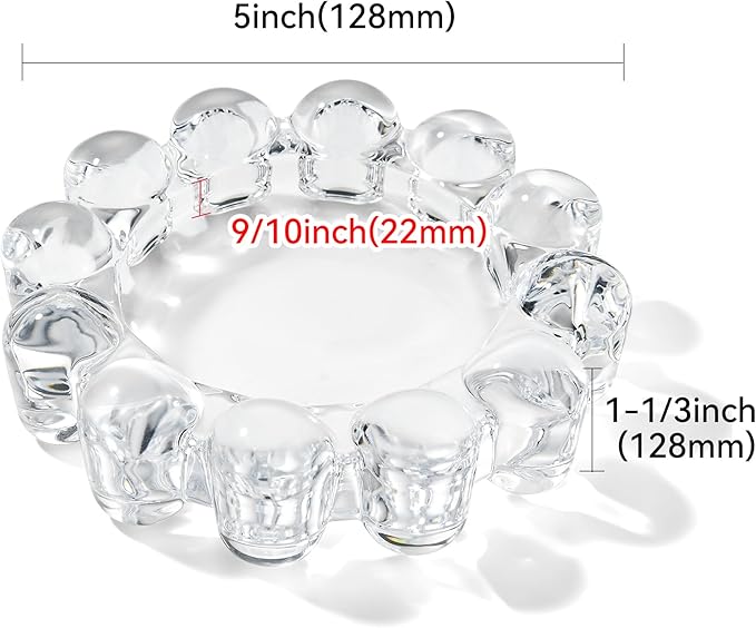 Chic Clear Glass Candle Dish, 1 Pack Modern Bubble Candle Holder for Small Candles and Diffusers, Decorative Home Decor Accessory