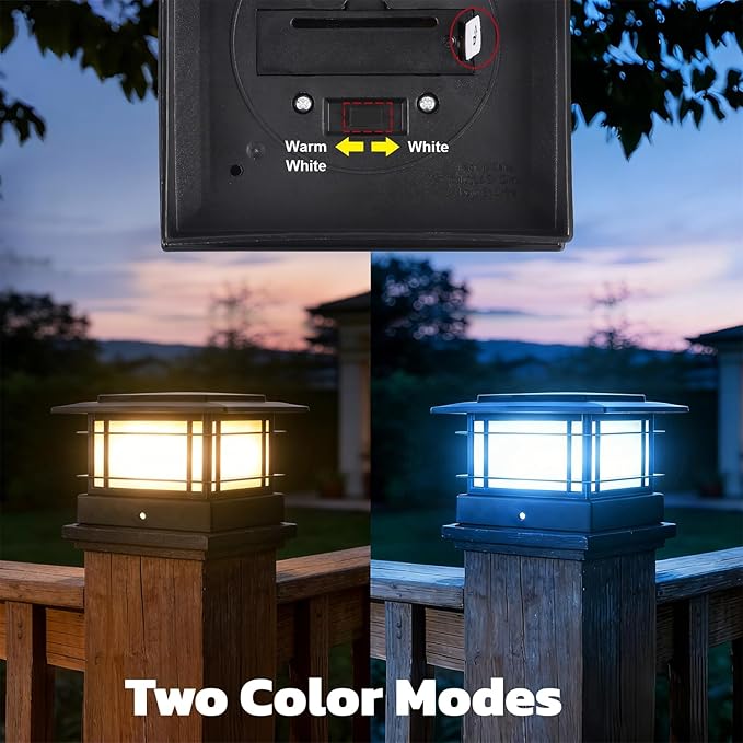 Dynaming 4x4 Solar Post Cap Lights Outdoor with 2 Color Modes, Fence Post Solar Lights Black Shell Fit for Vinyl/Wooden Posts, High Brightness SMD LED Lighting Decor for Garden Deck Patio, 8 Pack